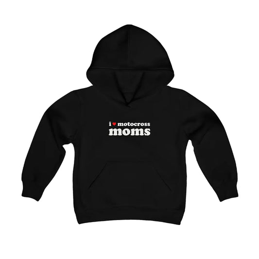 I Love Motocross Moms Black Youth Hoodie